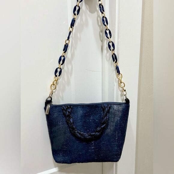 Multi Use Handmade Genuine Hair-On Calfskin & Braided Top Handle Bag/ Crossbody - Picture 3 of 16